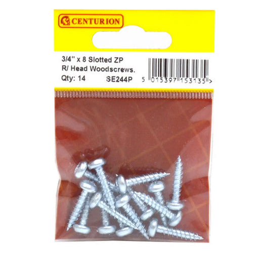 3/4" x 8 ZP Round Head Woodscrews (Pack of 14) - Pack of 5