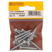 1 1/4" x 8 ZP Round Head Woodscrews (Pack of 12) - Pack of 5