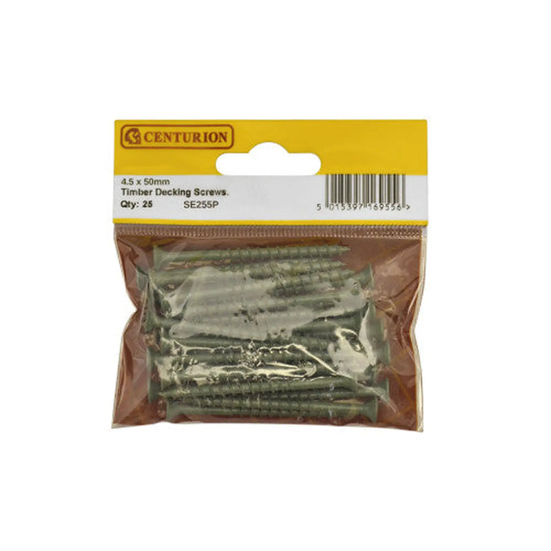 Timber Decking Screws  - 50mm x 4.5mm - Green - (Pack of 25) - Pack of 5