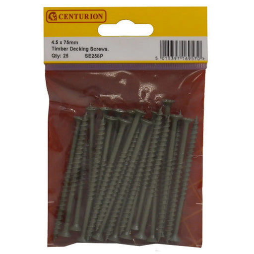 Timber Decking Screws  - 75mm x 4.5mm - Green - (Pack of 25) - Pack of 5