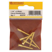 1 1/4" x 6 Slotted Brass Woodscrew - Countersunk Head - (Pack of 7) - Pack of 5