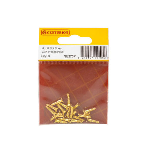 3/4" x 8 Slotted Brass Woodscrew - Countersunk Head - (Pack of 9) - Pack of 5