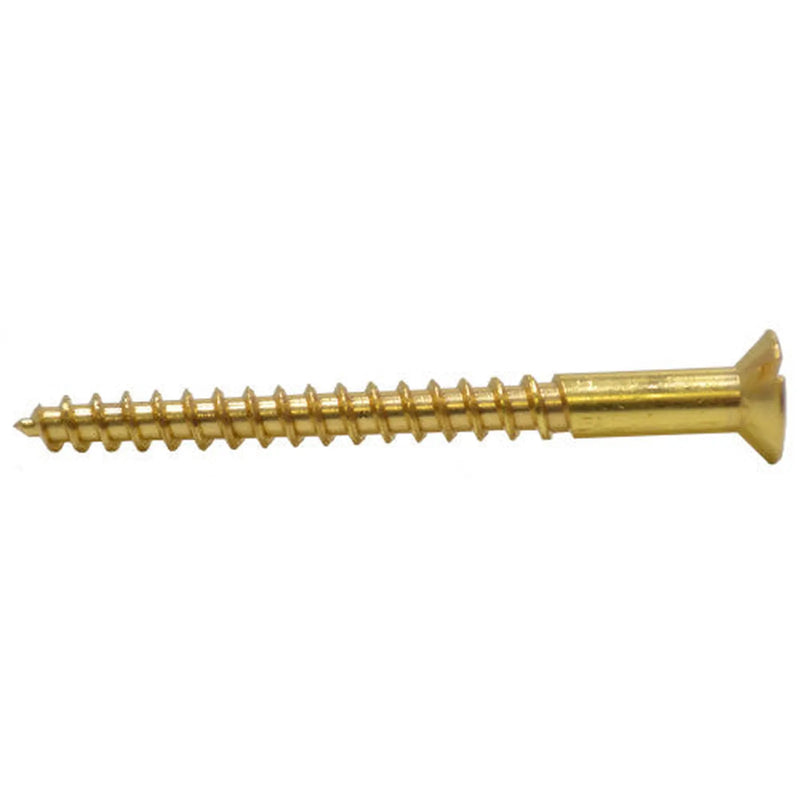 2 1/2" x 12 Slotted Brass Woodscrew - Countersunk Head - (100)
