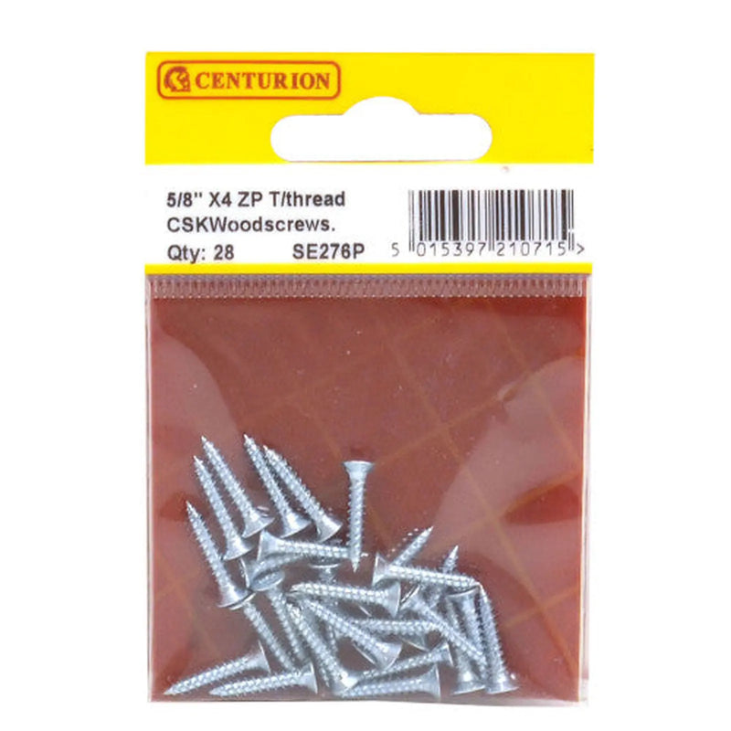 5/8" x 4 ZP Cross Recessed Hardened Twin Thread Woodscrews with - Pack of 5
