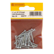 1" x 4 ZP Cross Recessed Hardened Twin Thread Woodscrews with - Pack of 5