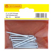 2" x 6 ZP Cross Recessed Hardened Twin Thread Woodscrews with - Pack of 5