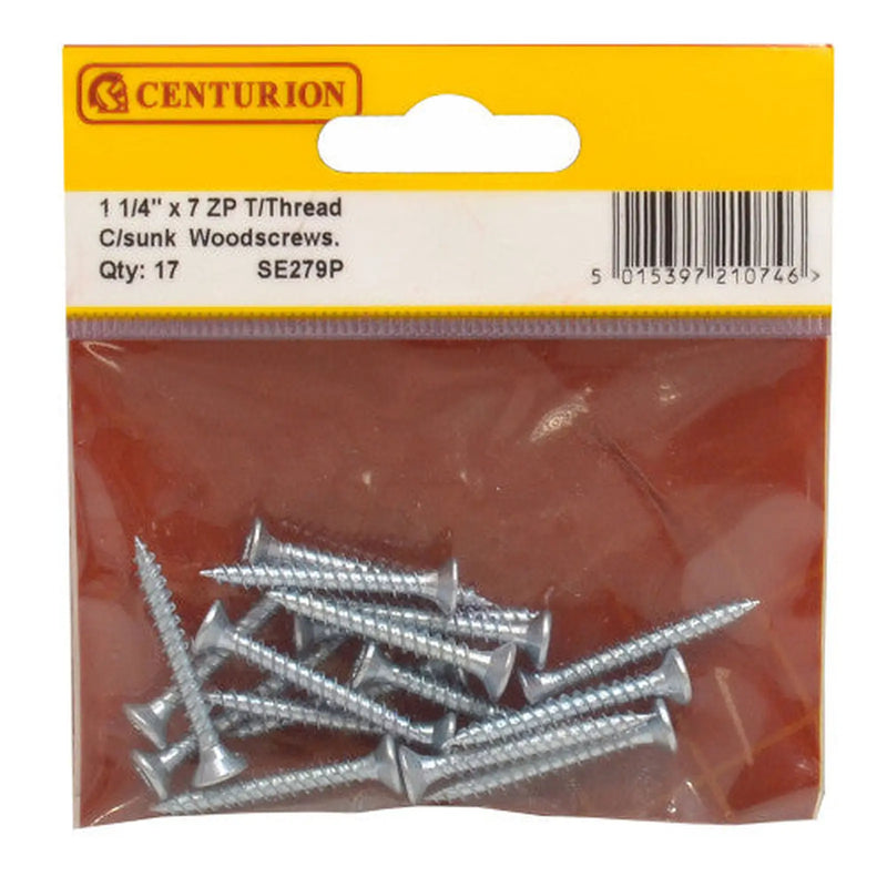1 1/4" x 7 ZP Cross Recessed Hardened Twin Thread Woodscrews with - Pack of 5