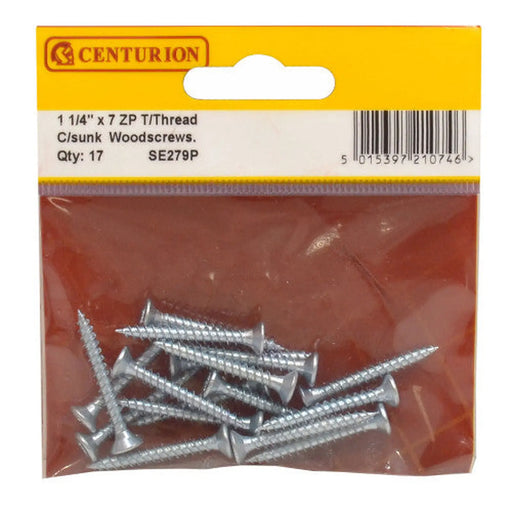1 1/4" x 7 ZP Cross Recessed Hardened Twin Thread Woodscrews with - Pack of 5