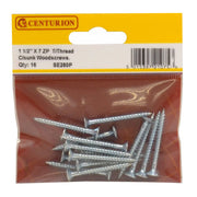 1 1/2" x 7 ZP Cross Recessed Hardened Twin Thread Woodscrews with - Pack of 5