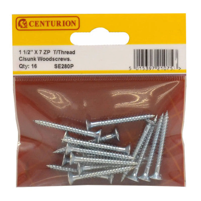 1 1/2" x 7 ZP Cross Recessed Hardened Twin Thread Woodscrews with - Pack of 5