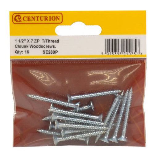 1 1/2" x 7 ZP Cross Recessed Hardened Twin Thread Woodscrews with - Pack of 5