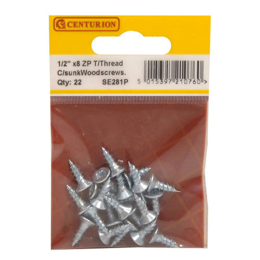 1/2" x 8 ZP Cross Recessed Hardened Twin Thread Woodscrews with - Pack of 5