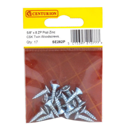 5/8" x 8 ZP Cross Recessed Hardened Twin Thread Woodscrews with - Pack of 5