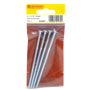 4" x 10 ZP Cross Recessed Hardened Twin Thread Woodscrews with - Pack of 5