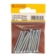 1 3/4" x 6 ZP Cross Recessed Hardened Twin Thread Woodscrews with - Pack of 5