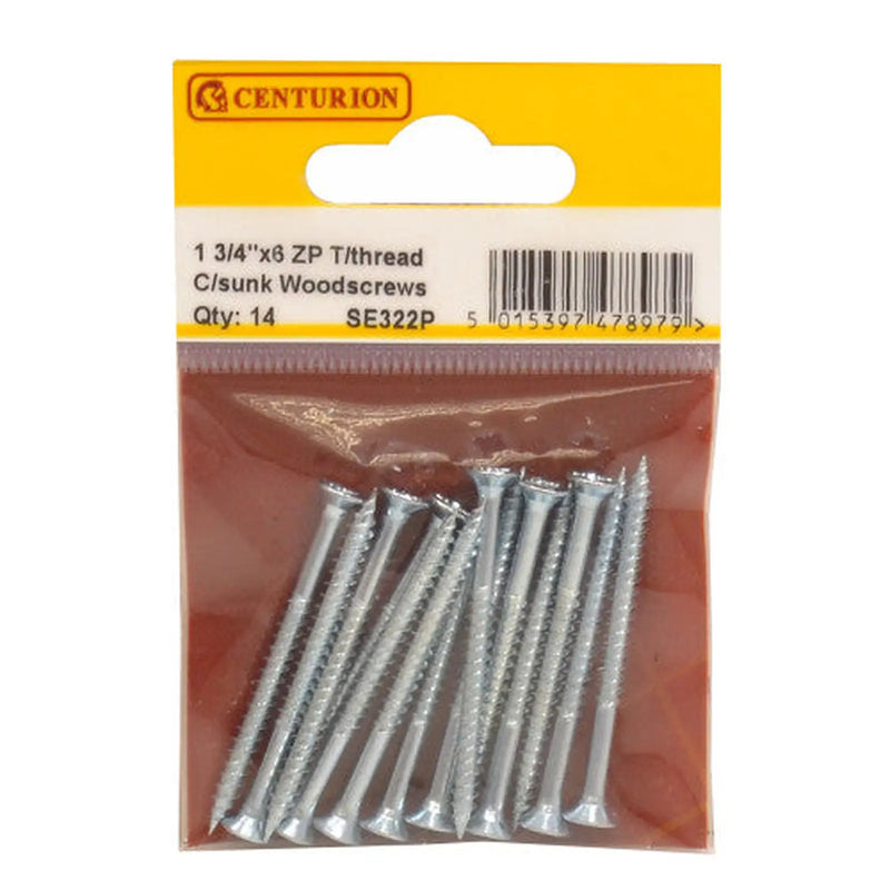 1 3/4" x 6 ZP Cross Recessed Hardened Twin Thread Woodscrews with - Pack of 5