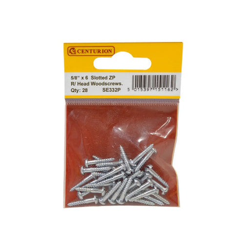 5/8" x 6 ZP Round Head Woodscrews (Pack of 28) - Pack of 5