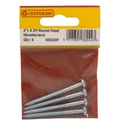 2" x 8 ZP Round Head Woodscrews (Pack of 4) - Pack of 5