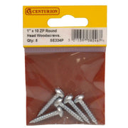 1" x 10 ZP Round Head Woodscrews (Pack of 5)