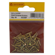 3mm x 13mm ZYP Multi Purpose Single Thread Countersunk Pozi Screws - Pack of 5