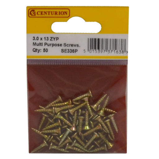 3mm x 13mm ZYP Multi Purpose Single Thread Countersunk Pozi Screws - Pack of 5