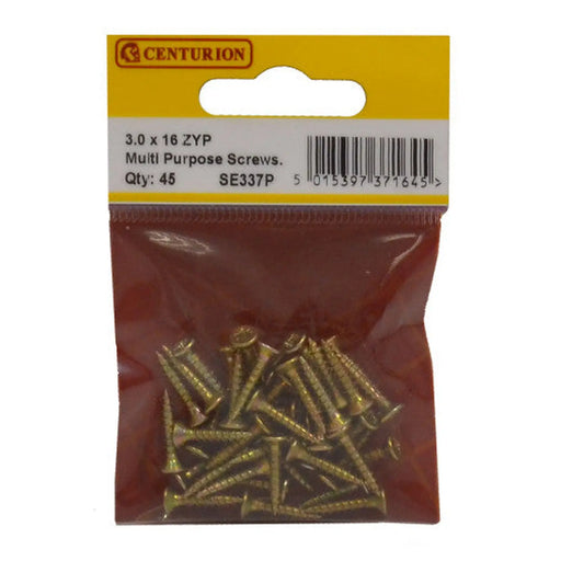 3mm x 16mm ZYP Multi Purpose Single Thread Countersunk Pozi Screws - Pack of 5
