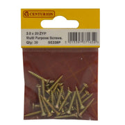 3mm x 20mm ZYP Multi Purpose Single Thread Countersunk Pozi Screws - Pack of 5