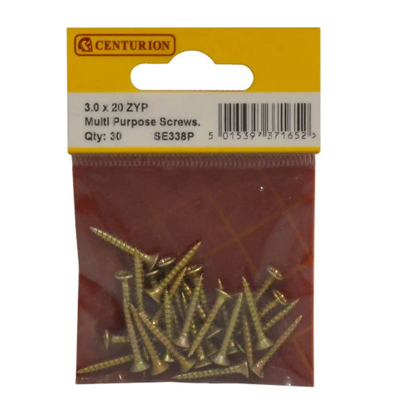 3mm x 20mm ZYP Multi Purpose Single Thread Countersunk Pozi Screws - Pack of 5