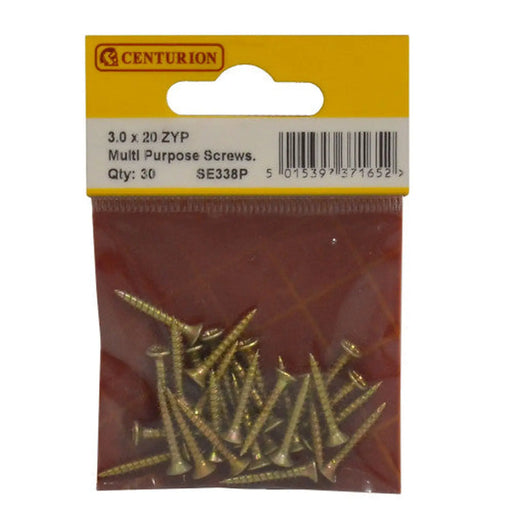 3mm x 20mm ZYP Multi Purpose Single Thread Countersunk Pozi Screws - Pack of 5