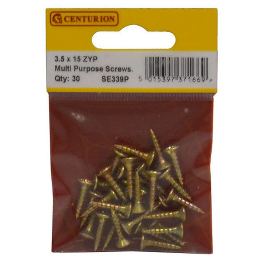 3.5mm x 15mm ZYP Multi Purpose Single Thread Countersunk Pozi - Pack of 5