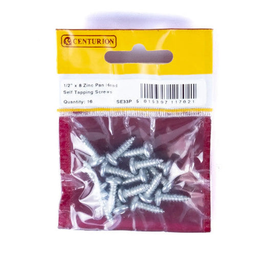 1/2" x 8 ZP Pan Head Self Tapping Screws  (Pack of 16) - Pack of 5