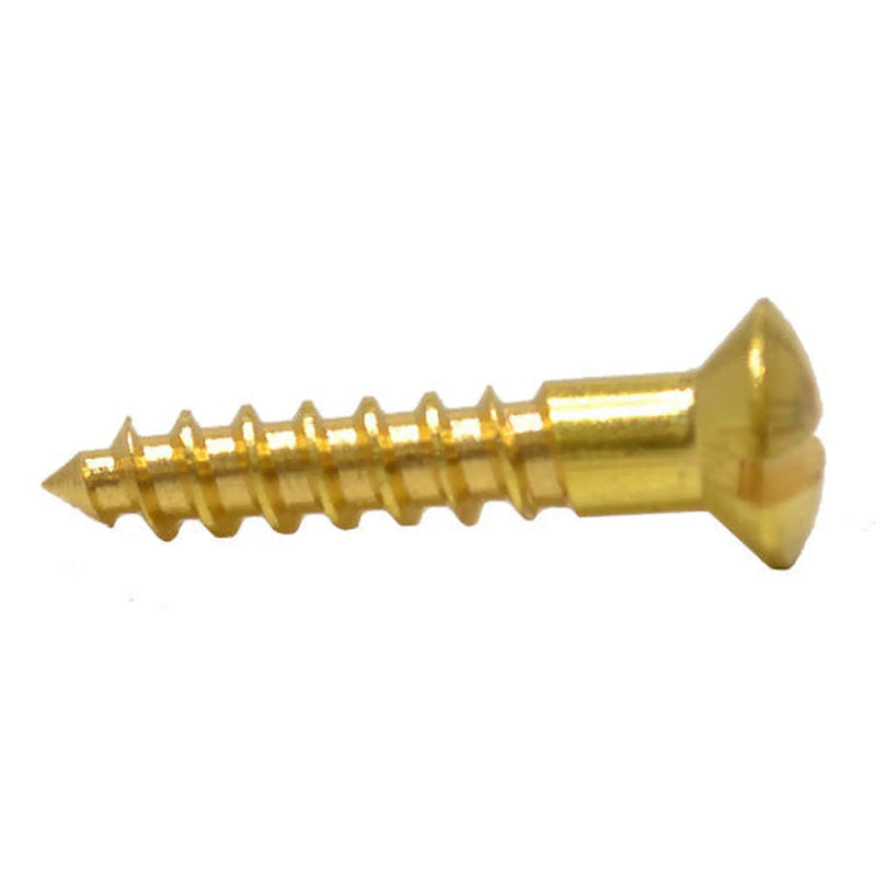 3/4" x 6 Slotted Raised Head Woodscrew - Brass - (200)