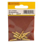 3/4" x 6 Slotted Raised Head Woodscrew - Brass - (Pack of 10) - Pack of 5