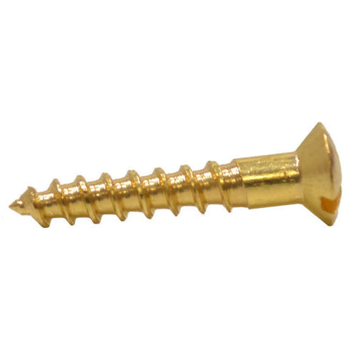 1" x 8 Slotted Raised Head Woodscrew - Brass - (200)
