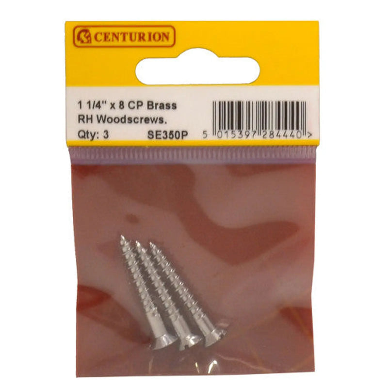 1 1/4" x 8 Slotted Raised Head Woodscrew - Chrome Plated - (Pack of - Pack of 5