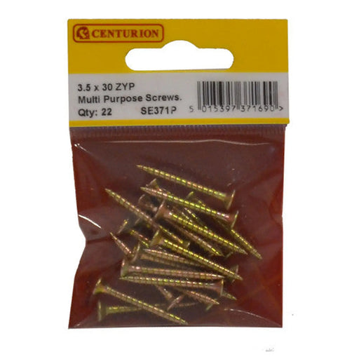 Multi Purpose Pozi Countersunk Screws, 3.5 x 30mm, Zinc Yellow Passivated - Min Order 6