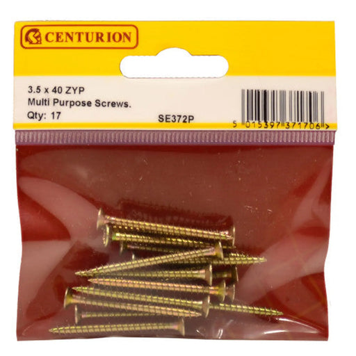 Multi Purpose Pozi Countersunk Screws, 3.5 x 40mm, Zinc Yellow Passivated - Min Order 6