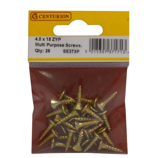 Multi Purpose Pozi Countersunk Screws, 4 x 15mm, Zinc Yellow Passivated - Min Order 6