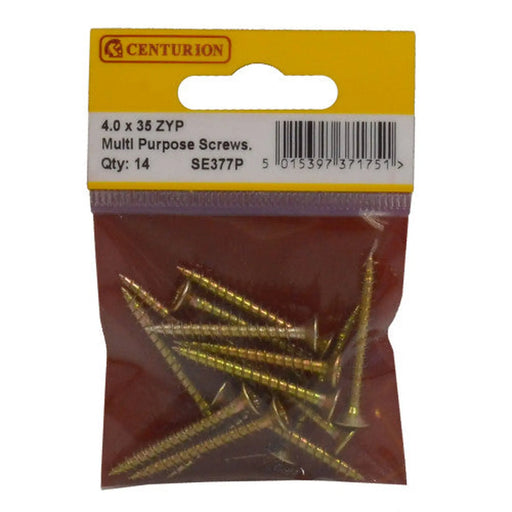 Multi Purpose Pozi Countersunk Screws, 4 x 35mm, Zinc Yellow Passivated - Min Order 6