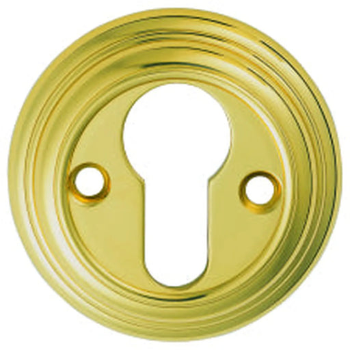 Escutcheon Euro Profile Round Face Fix - Polished Brass 55MM