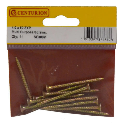 Multi Purpose Pozi Countersunk Screws, 4 x 50mm, Zinc Yellow Passivated - Min Order 6