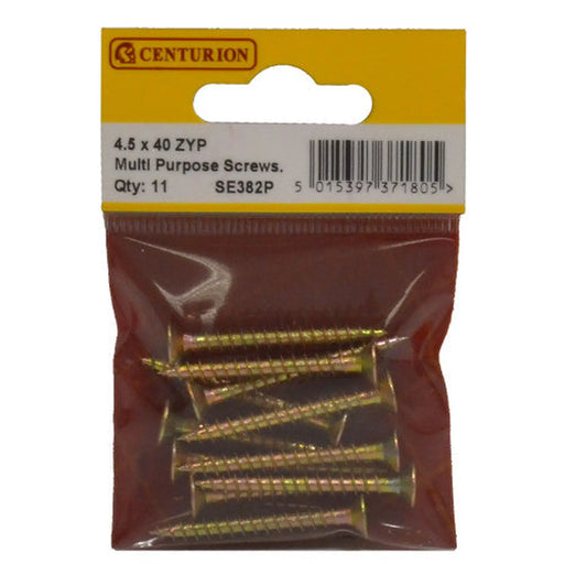 Multi Purpose Pozi Countersunk Screws, 4.5 x 40mm, Zinc Yellow Passivated - Min Order 6