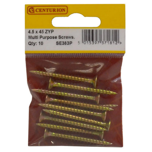 Multi Purpose Pozi Countersunk Screws, 4.5 x 45mm, Zinc Yellow Passivated - Min Order 6