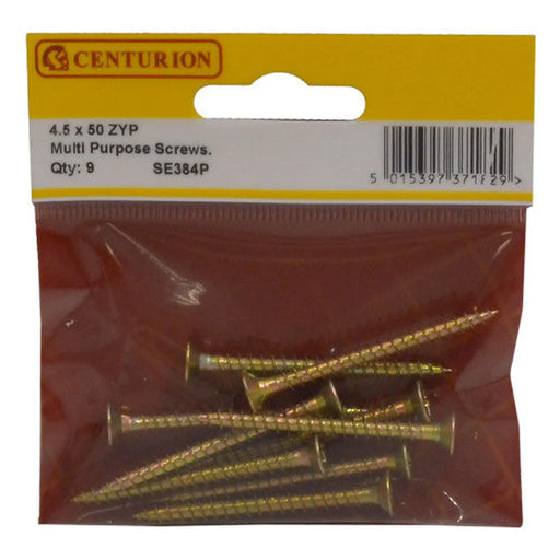 Multi Purpose Pozi Countersunk Screws, 4.5 x 50mm, Zinc Yellow Passivated - Min Order 6