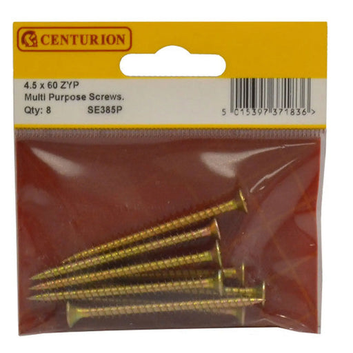 Multi Purpose Pozi Countersunk Screws, 4.5 x 60mm, Zinc Yellow Passivated - Min Order 6