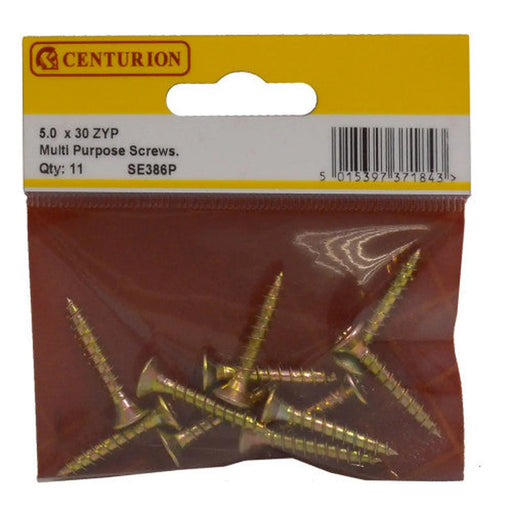 Multi Purpose Pozi Countersunk Screws, 5 x 30mm, Zinc Yellow Passivated - Min Order 6