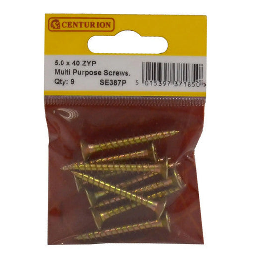 Multi Purpose Pozi Countersunk Screws, 5 x 40mm, Zinc Yellow Passivated - Min Order 6