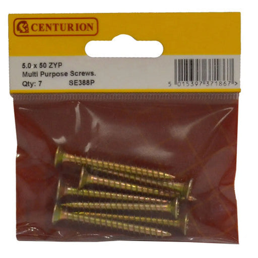 Multi Purpose Pozi Countersunk Screws, 5 x 50mm, Zinc Yellow Passivated - Min Order 6