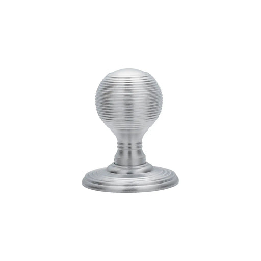 Reeded Knob (Concealed Fix) C/W Locating Washer - Satin Chrome 51MM