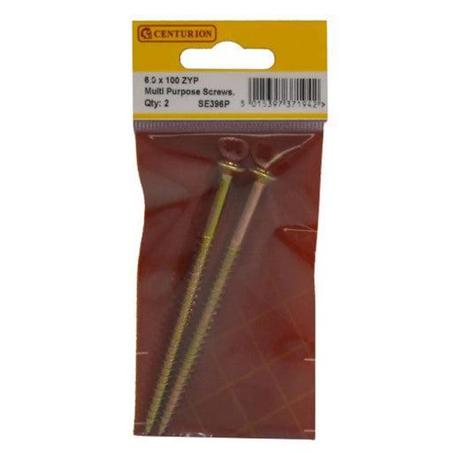 Multi Purpose Pozi Countersunk Screws, 6 x 100mm, Zinc Yellow Passivated - Min Order 6